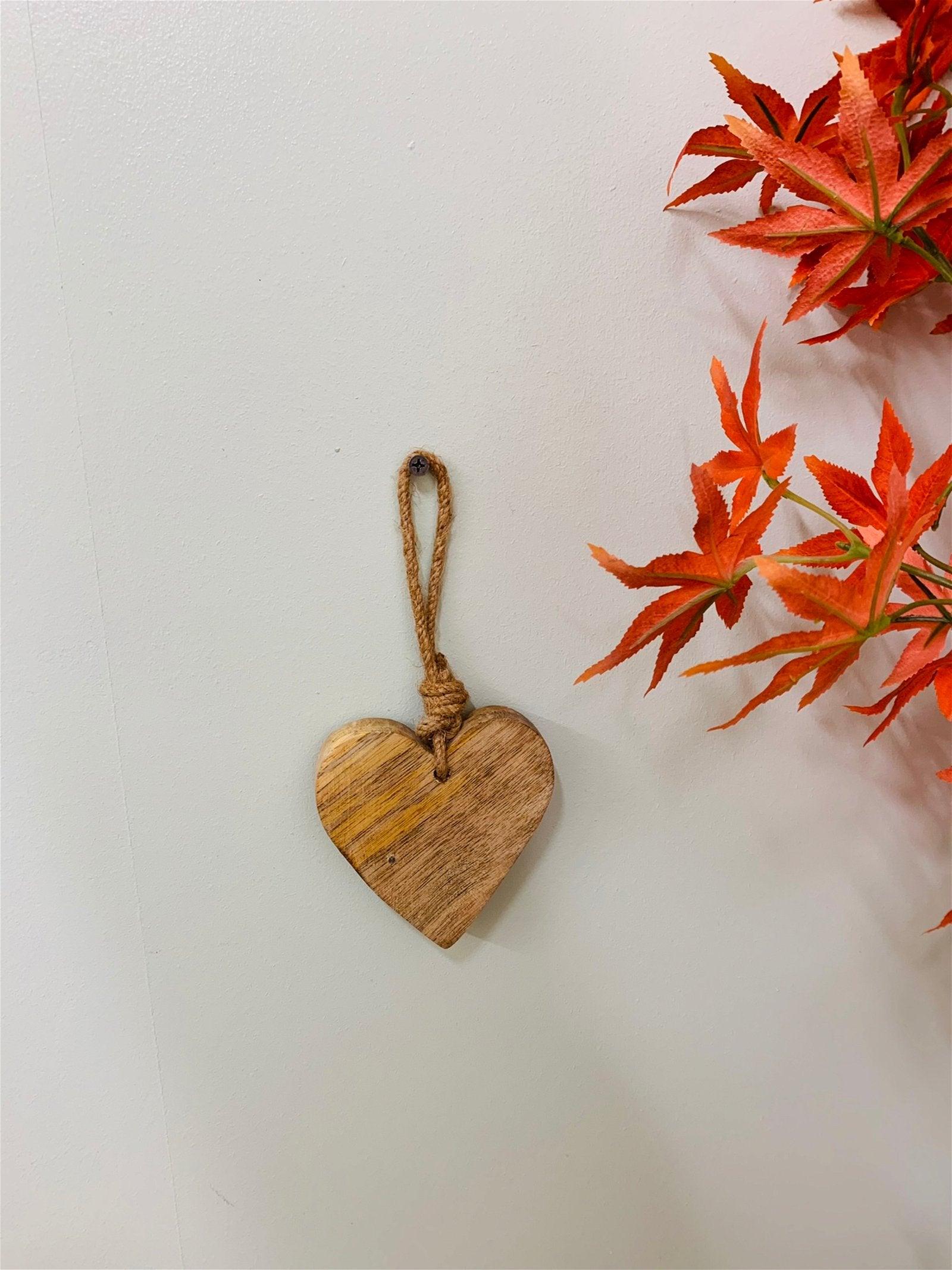 View Wooden Hanging Heart With Silver Metal Heart information