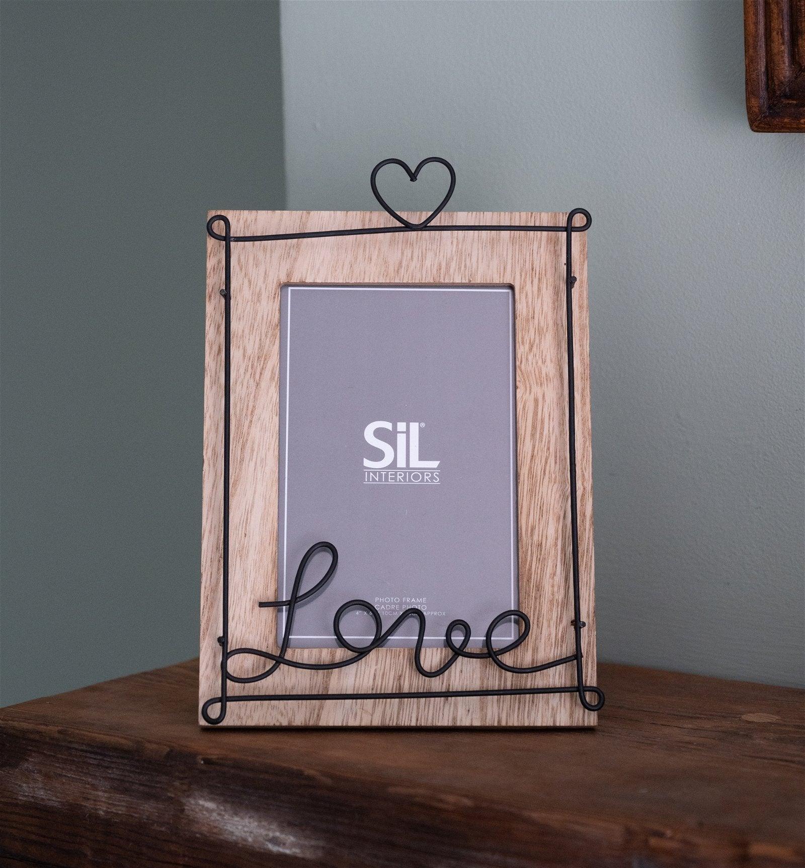 View Wooden Photo Frame with Black Wire Love Script 4x6 information