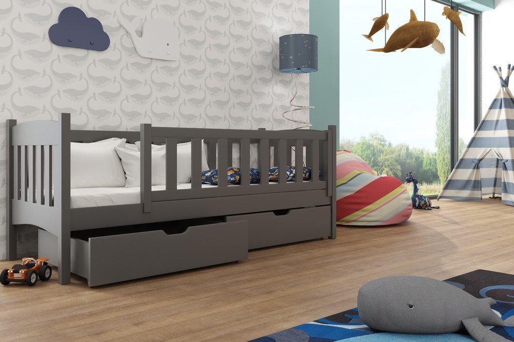 View Wooden Single Bed Gucio with Storage Graphite Without Mattresses information