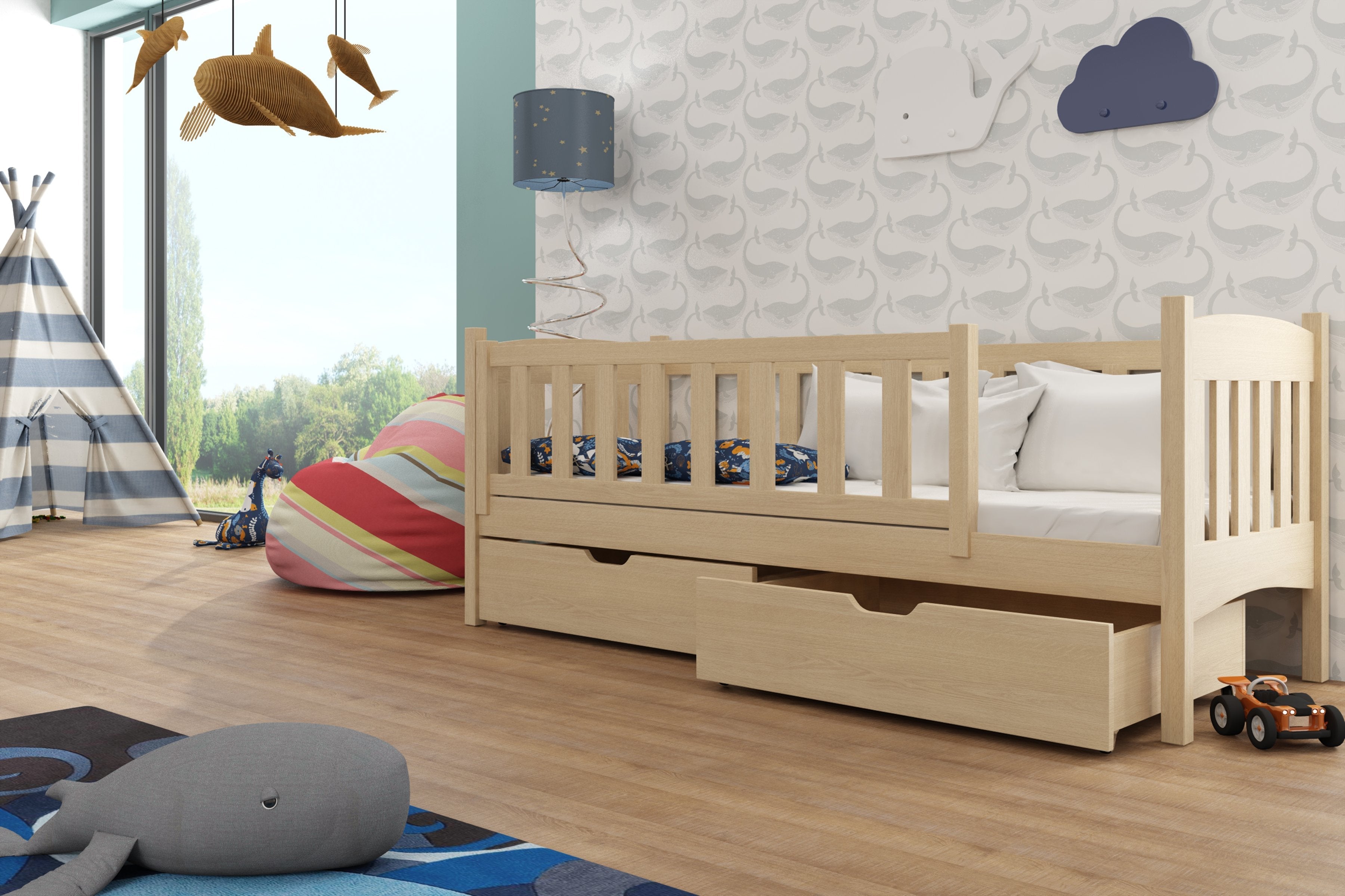 View Wooden Single Bed Gucio with Storage Pine Foam Mattresses information