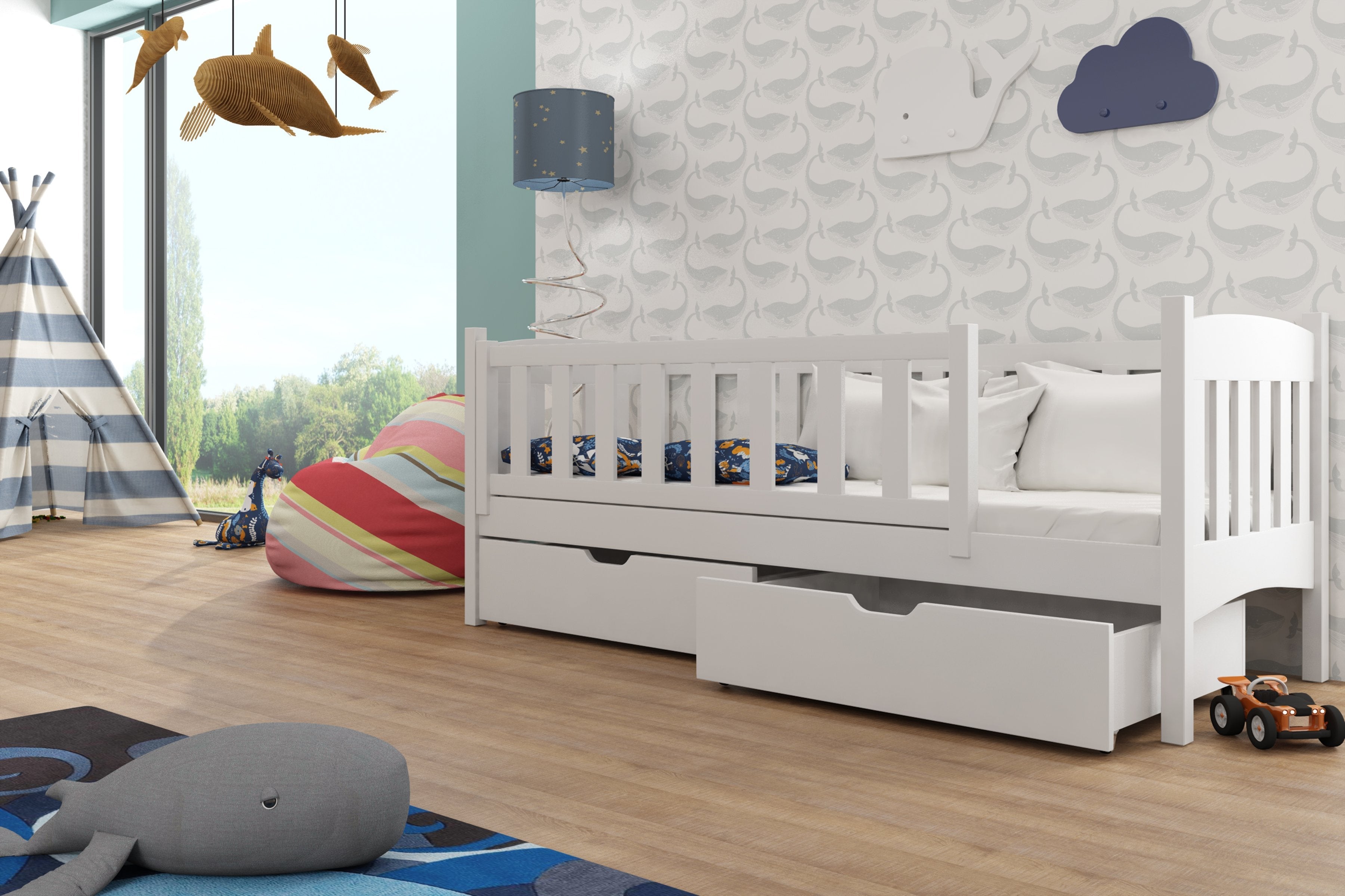 View Wooden Single Bed Gucio with Storage White Matt Foam Mattresses information