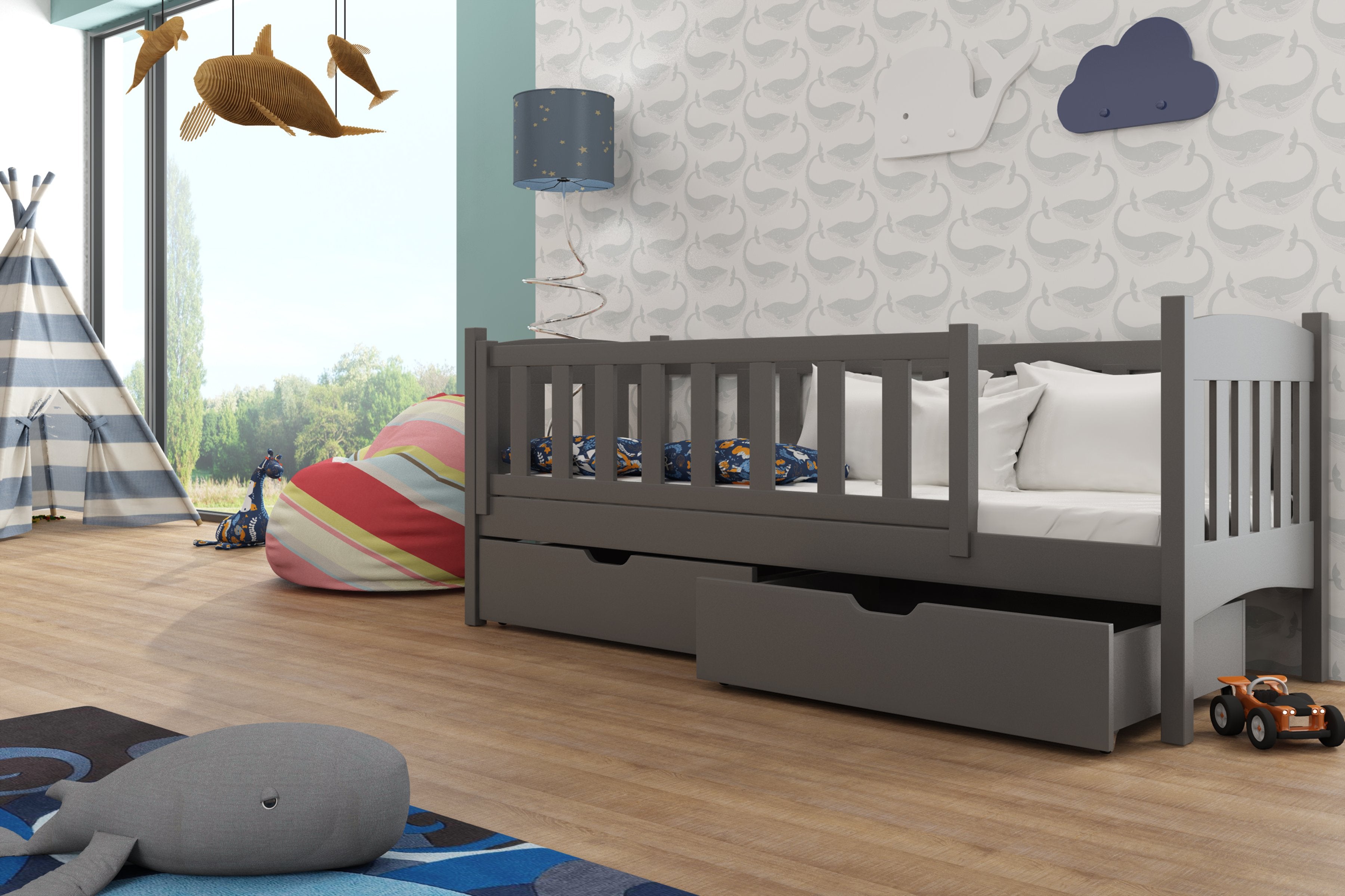 View Wooden Single Bed Gucio with Storage Graphite Foam Mattresses information