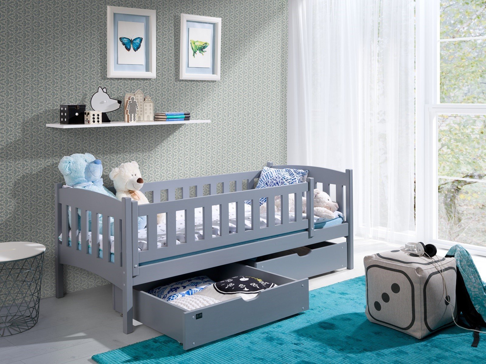 View Wooden Single Bed Gucio with Storage Grey Matt Without Mattresses information