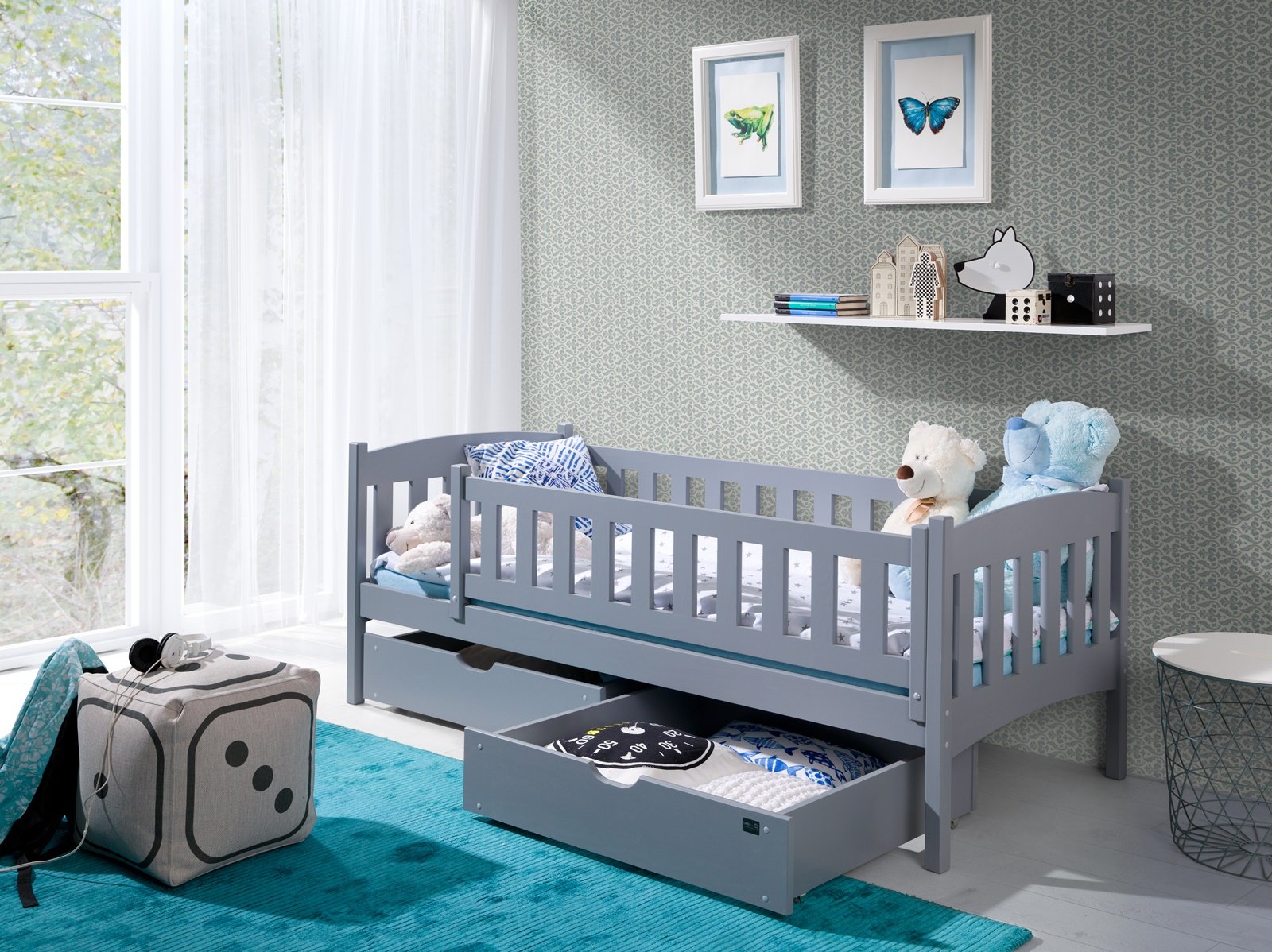 View Wooden Single Bed Gucio with Storage Grey Matt Foam Mattresses information