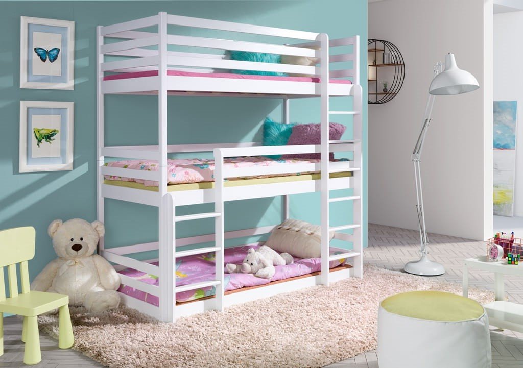 View Wooden Triple Bunk Bed Ted Without Mattresses White Matt information