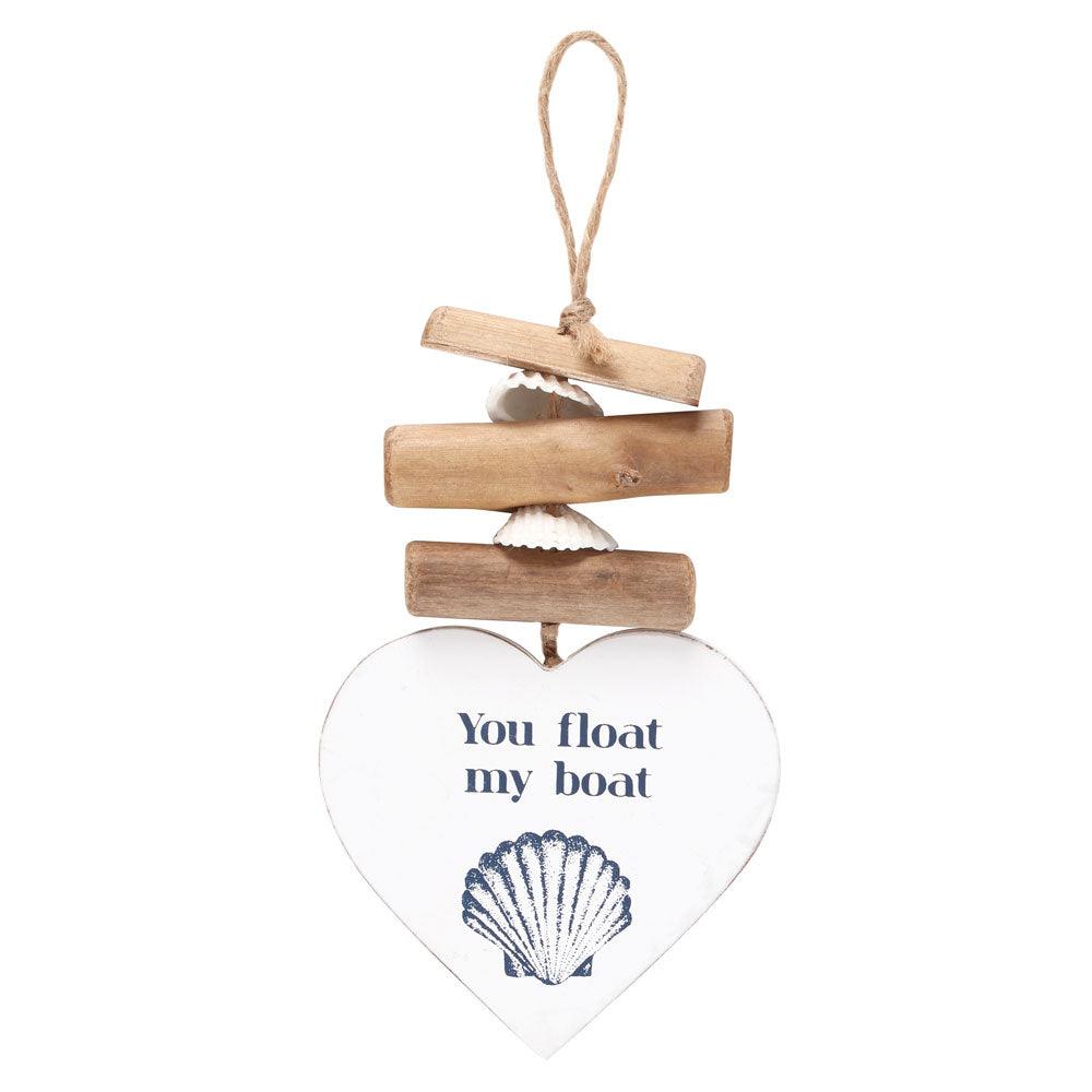 View You Float My Boat Driftwood Heart Sign information