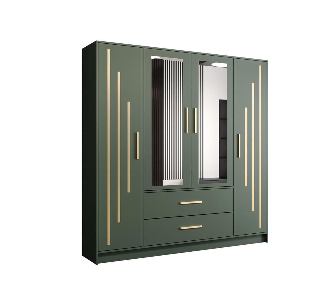 View Berlin IV Hinged Door Wardrobe 201cm Green 201cm information