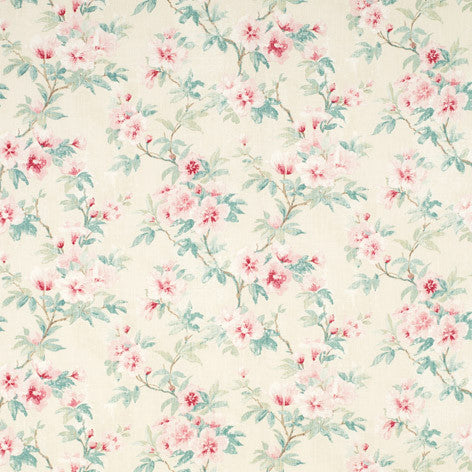 Rosamond Pale Floral Cranberry Curtain Fabric