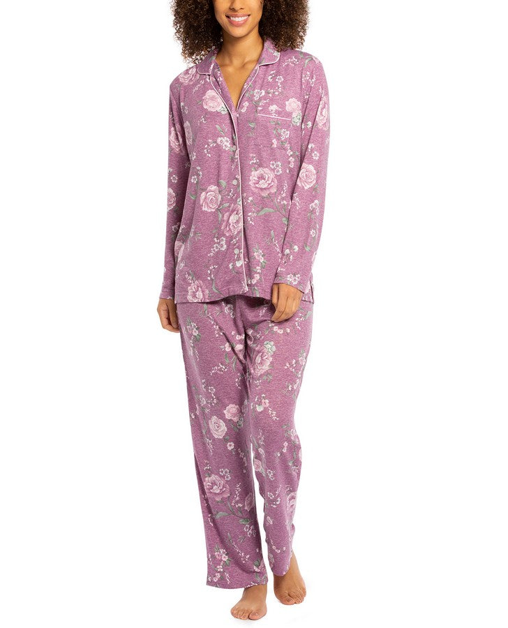 Vintage Floral Notch Collar Pajama Set