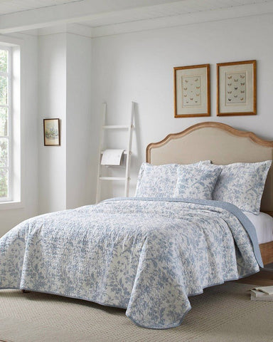  Laura Ashley - Queen Quilt Set, Reversible Cotton