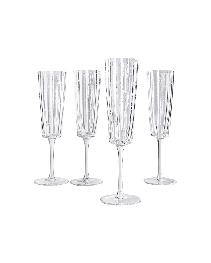 True Cuvée Champagne Flutes Set of 4 - Crystal Sparkling Wine Glasses,  Stemmed Wine Glass Set - 7 Ounces