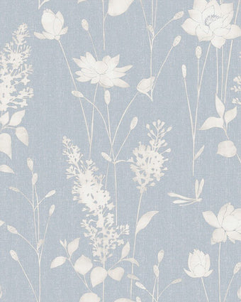 Dragonfly Garden Chalk Blue Wallpaper