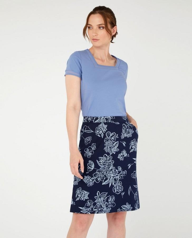 Navy A-Line Osterley Linear Skirt