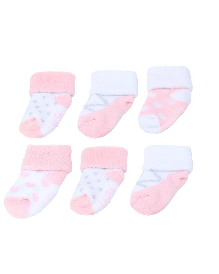 Pink 6pk Terry Cuff Sock Set