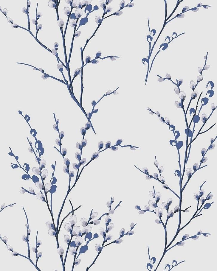 Pussy Willow Off White/Midnight Wallpaper - Laura Ashley