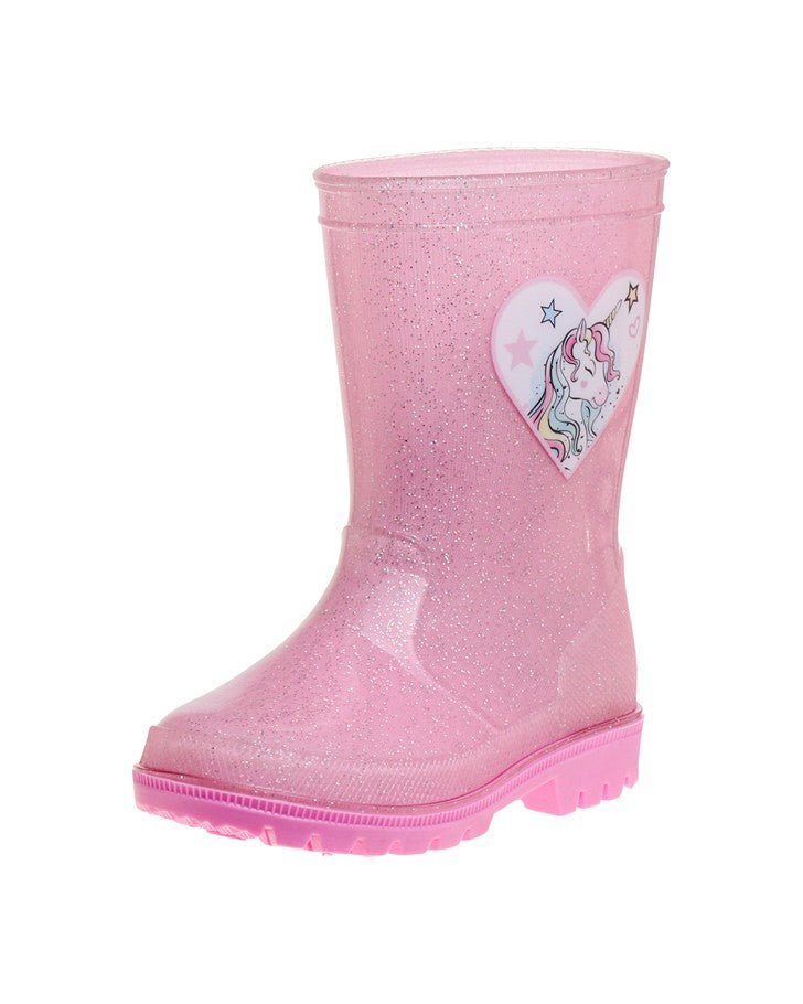 Toddler Pink Glitter Unicorn Rain Boots