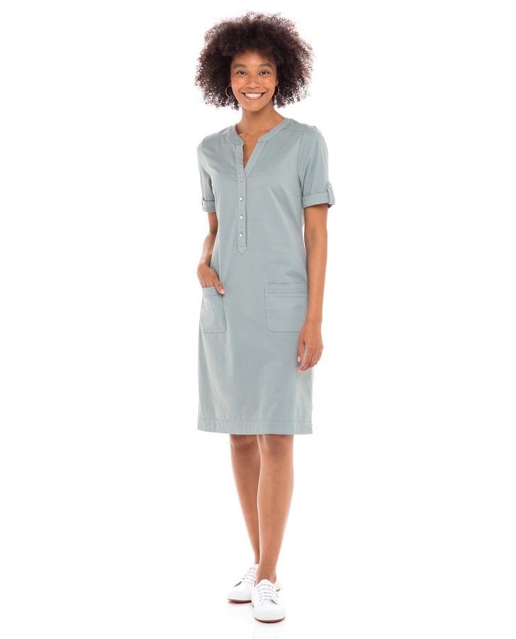 Verdigris Button Tunic Dress