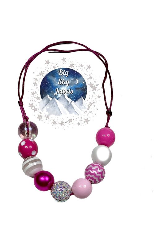 Dark Pink Paint Splatter Chunky Bubblegum Necklace OR Bracelet Dark Pi –  Big Sky Jewels