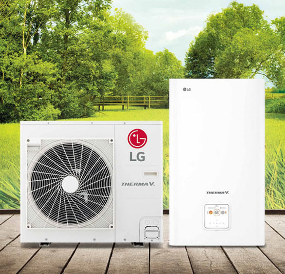 LG Air to Water Heat Pump Split in garden