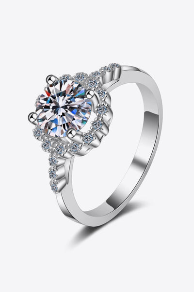 1 Carat Moissanite Rhodium-Plated Halo Ring Print on any thing USA/STOD clothes