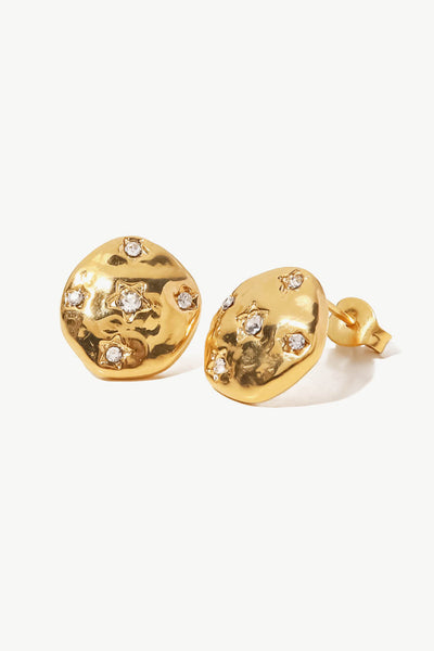 18K Gold-Plated Cubic Zirconia Stud Earrings Print on any thing USA/STOD clothes