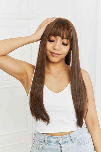 Full Machine Long Straight Synthetic Wigs 26'' Print on any thing USA/STOD clothes