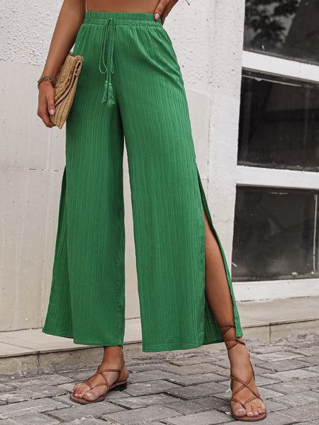 High Waist Slit Wide Leg Pants Print on any thing USA/STOD clothes