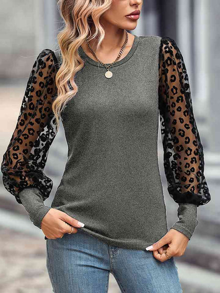 Leopard Round Neck Top Print on any thing USA/STOD clothes