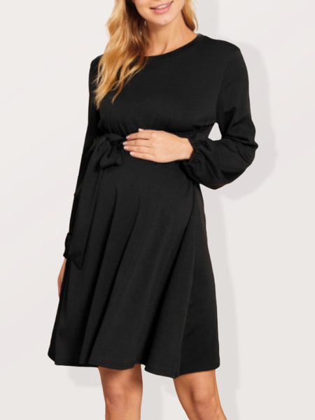 New Solid Color Long Sleeve Tie Maternity Maternity Dresses Print on any thing USA/STOD clothes