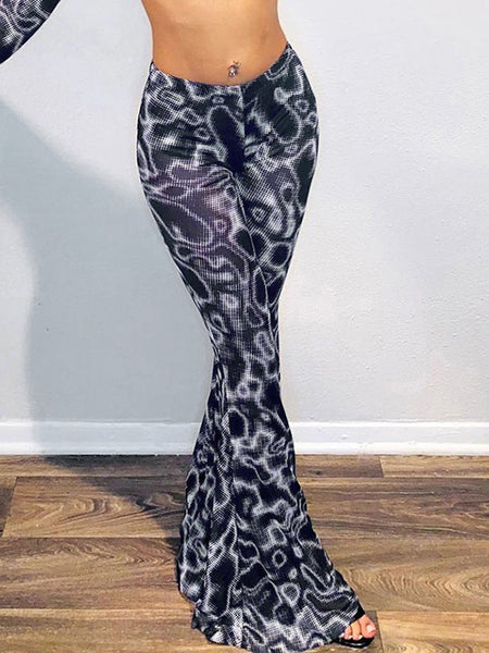 Printed Long Flare Pants Print on any thing USA/STOD clothes