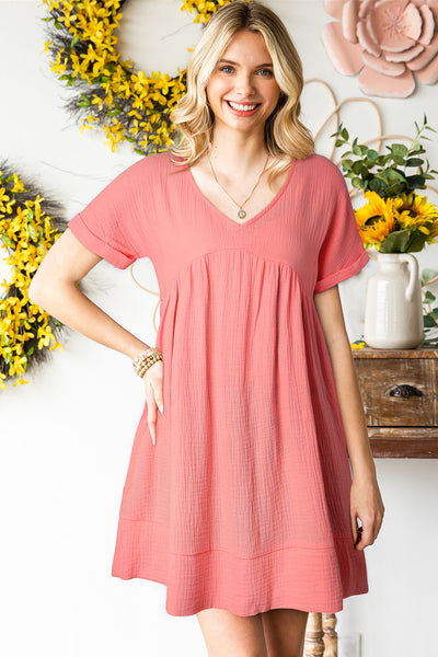 V-Neck Short Sleeve Mini Dress Print on any thing USA/STOD clothes