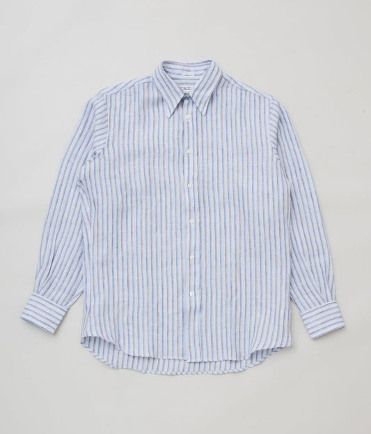 INDIVIDUALIZED SHIRTS "LINEN STRIPE (CLASSIC FIT SPEARPOINT SHIRT)"(BLUE/RED)