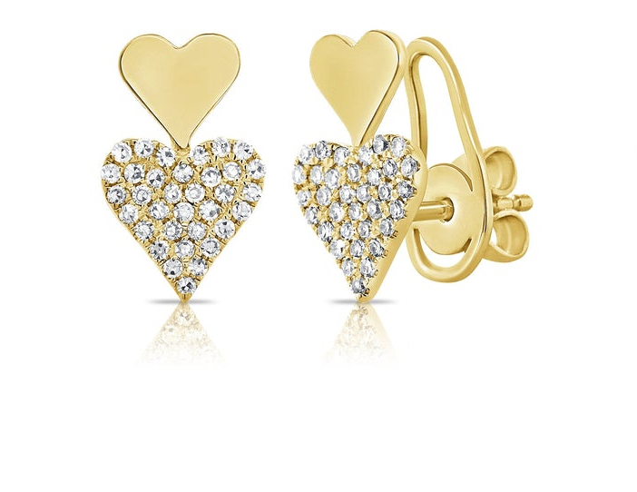 14K GOLD DIAMOND CELIA HEART STUDS – Boca treasures