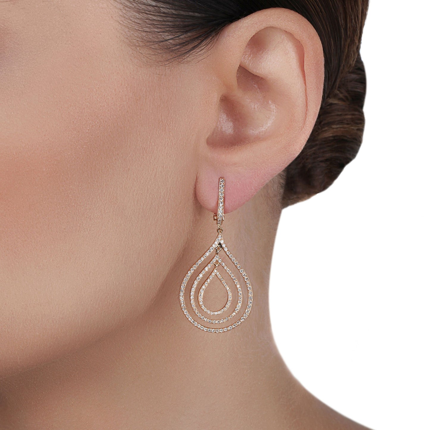Pear Drop Rose Gold Diamond Earrings | Best jewelry stores 