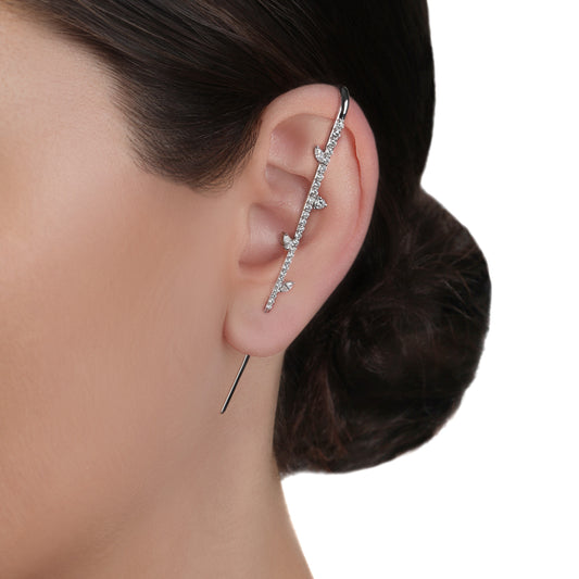 Earrings | Single Side Long Thin Bar Ear Cuff Earring | Diamond Earring –  YESSAYAN.com