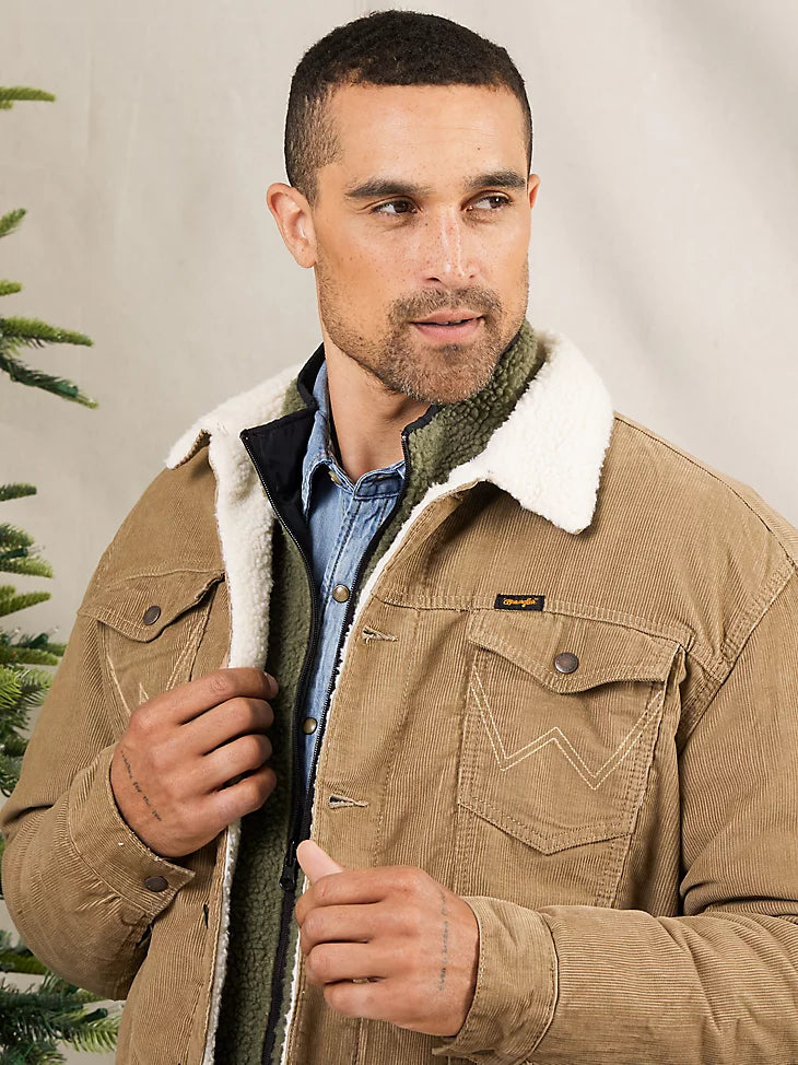 WRANGLER MENS SHERPA LINED CORDUROY JACKET - SEPIA TINT – Broken horn