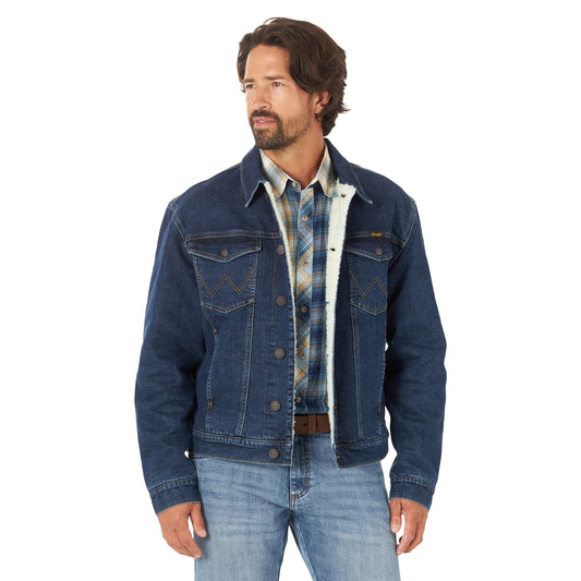 Wrangler Men's Rugged Wear Flannel Lined Jacket, Antique Navy, Large at   Men's Clothing store: Denim Jackets