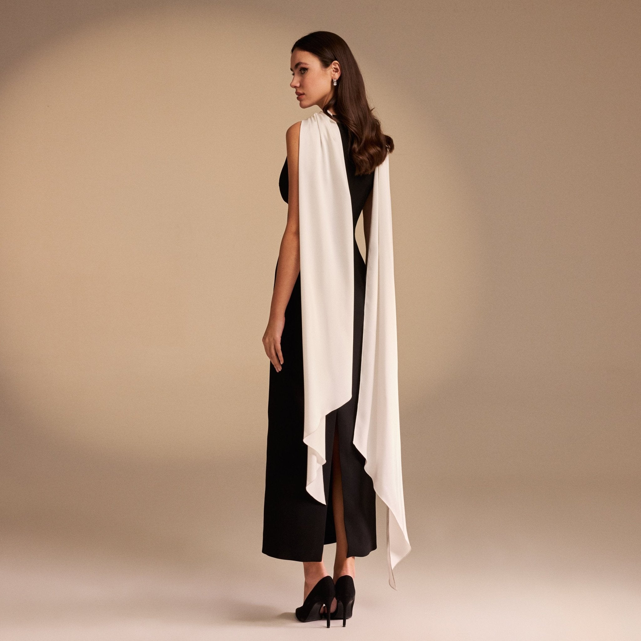 Sleeveless Crepe Maxi Dress With Scarf - shopaleena product image