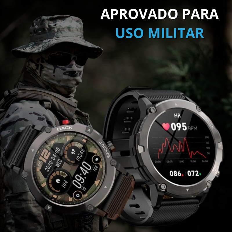 Relógio Inteligente Black Hawk | Padrão Militar | Monitore Sua Saúde |  iPhone e Android