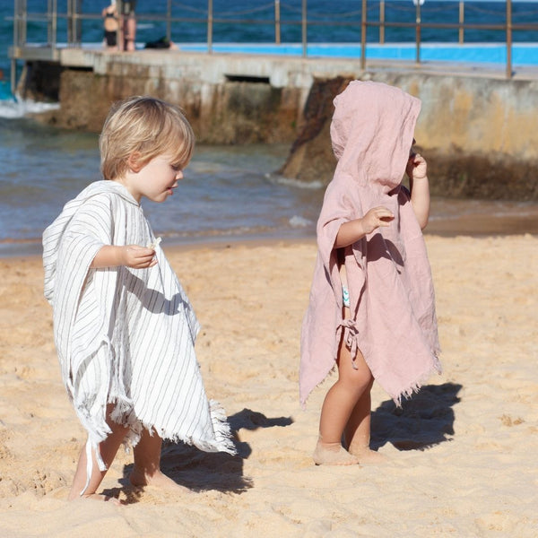 Linen Hooded Poncho Towel - Sand – Anchor & Arrow Baby