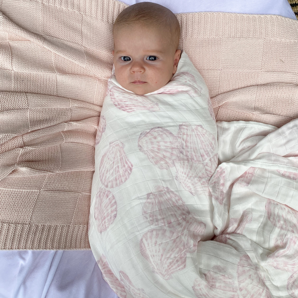 Organic Bamboo Cotton Swaddle - Sea Shells