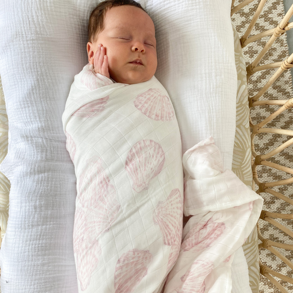 Organic Bamboo Cotton Swaddle - Sea Shells