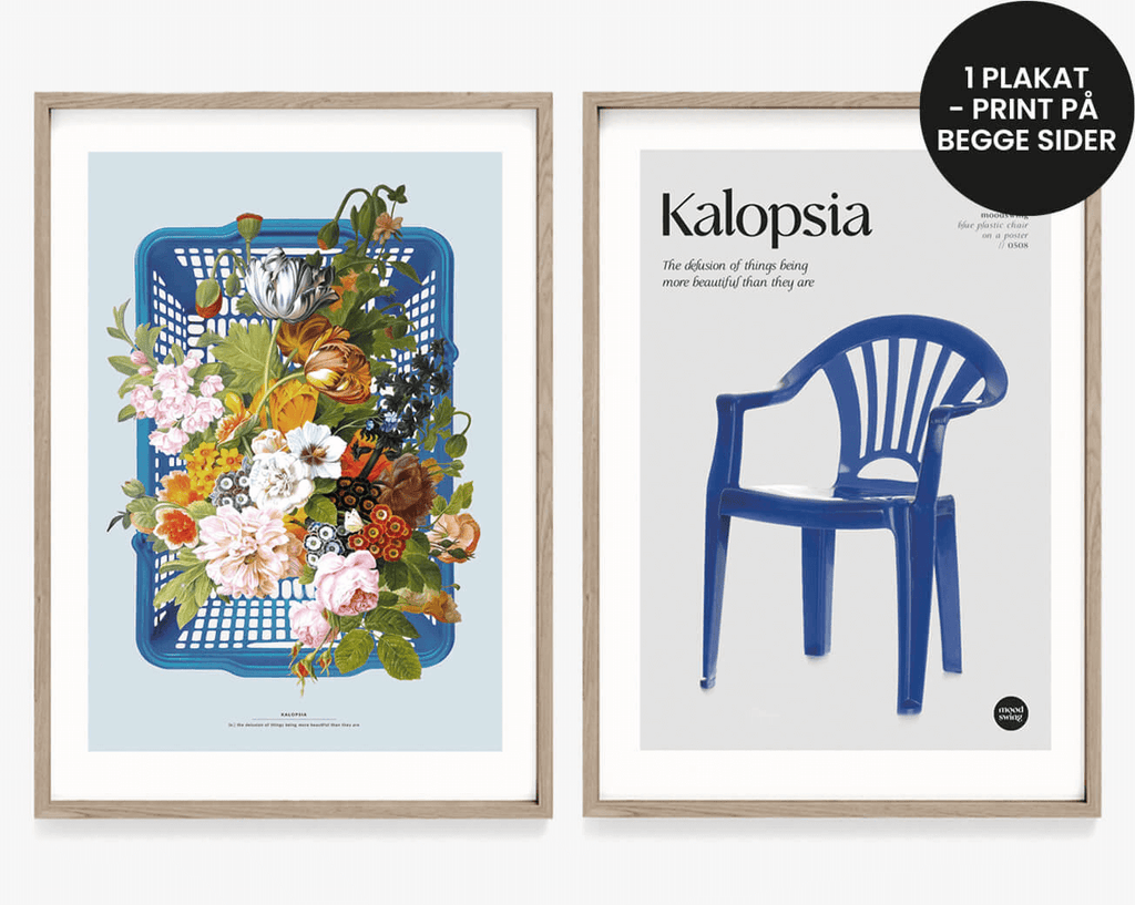 Basket & Chair | Kunstplakat med farver og blomster – moodswing.dk