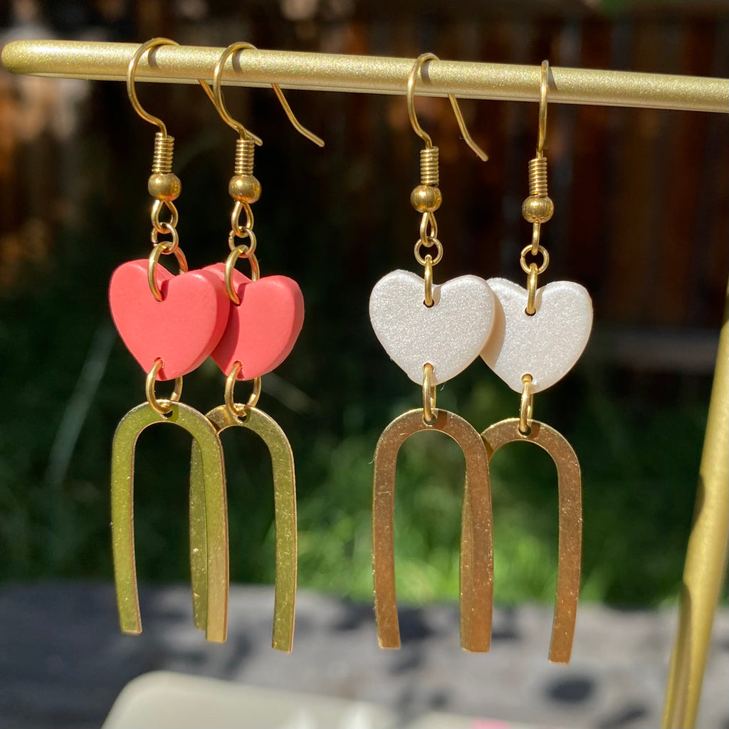  JCAKES Peach Heart Bear Asymmetry Earrings Trend