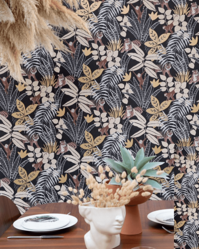 Luxusná tapeta do jedálne alebo reštaurácie s kvetinovým béžovým vzorom značky Caselio