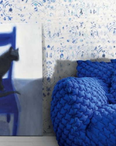 Modrá bytová textília z kvalitných materiálov značky Élitis