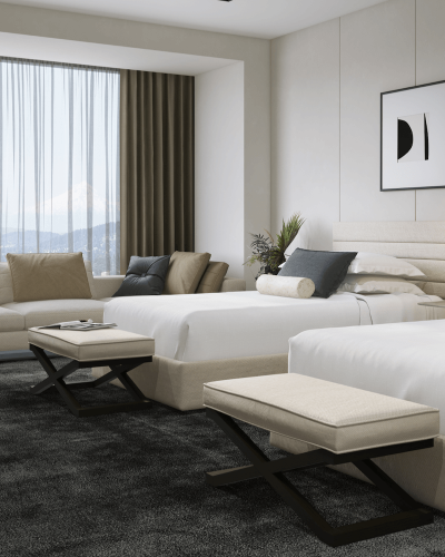 Luxusné a moderné hotelové textílie bielej farby značky FR One