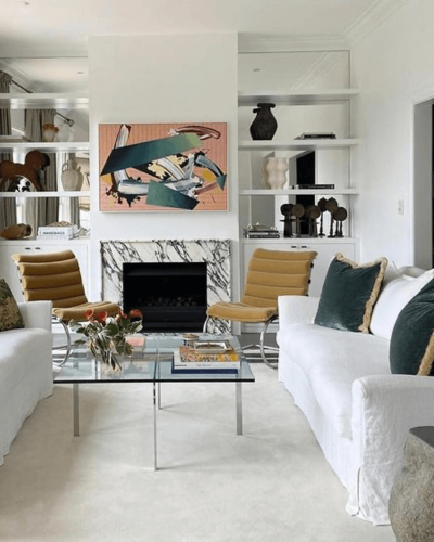 Luxusné látky v bielej farbe do obývačky značky Colony Roma
