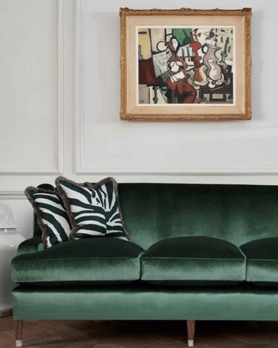 Luxusné a dizajnové bytové textílie v zelenej farbe do obývačky značky Colony Roma