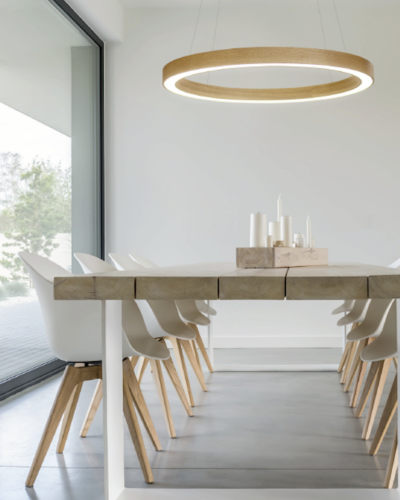 Kruhové LED svietidlo nad jedálenský stôl drevené a ručne vyrábané an Slovensku od značky InWood